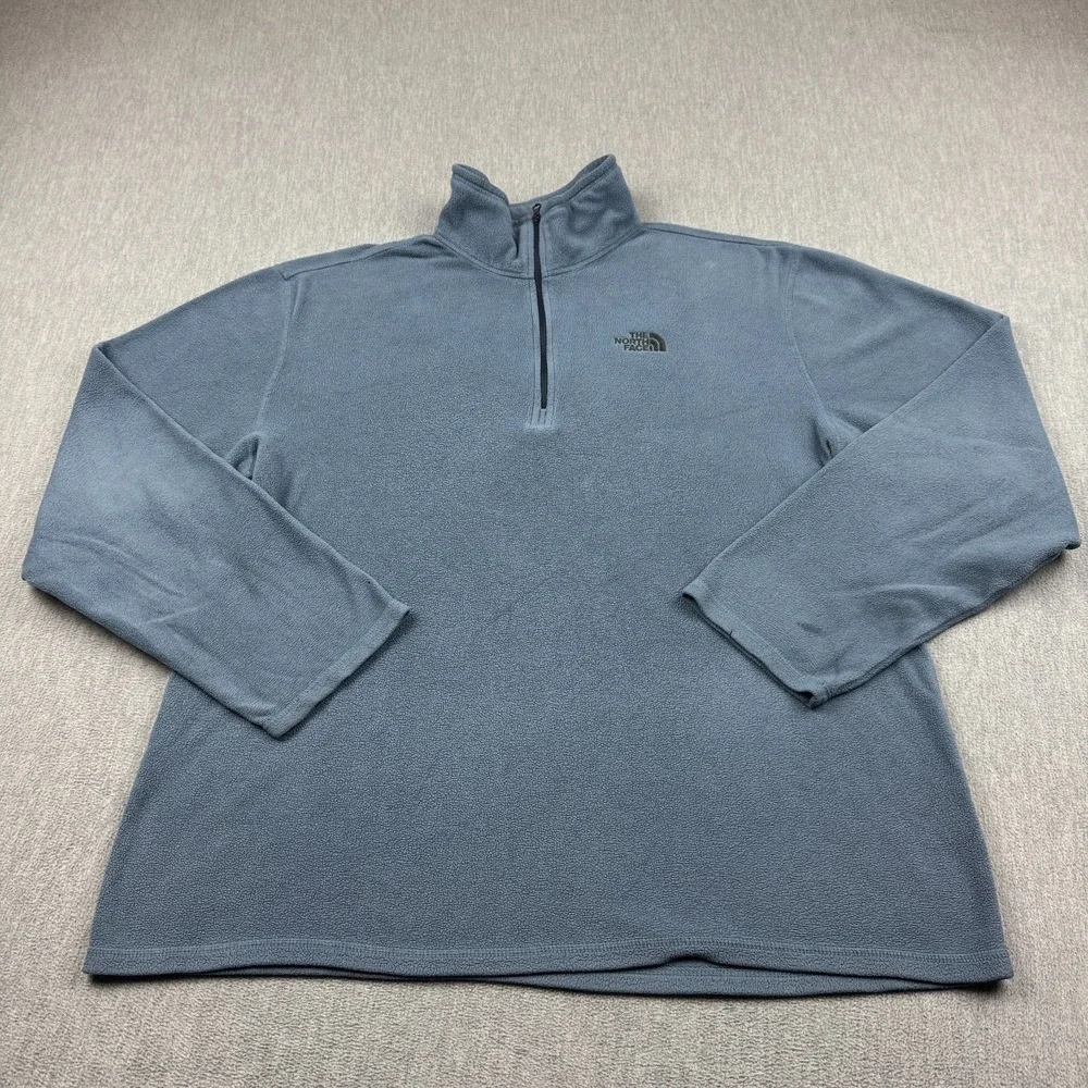 The North Face Jacket Mens Large Blue 1/4 Zip Fleece Outdoor Hiking Pullover